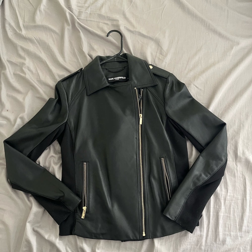 Karl Lagerfeld Black Leather Jacket - size small